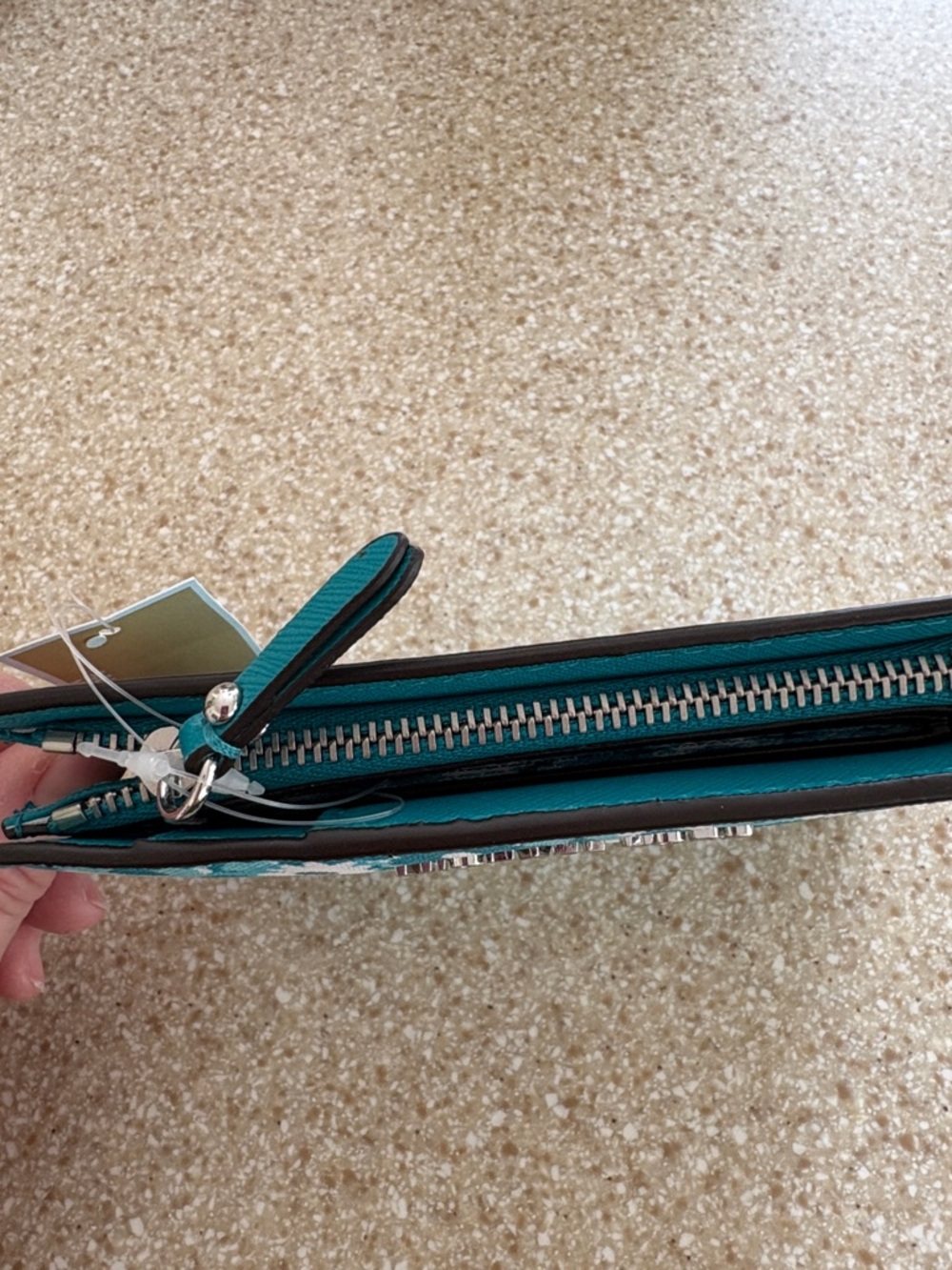 Michael Kors Teal Floral Medium Card Case Wallet - Picture 7 of 10